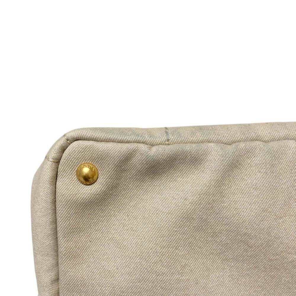 PRADA Canapa Denim Tote Bag B1877B Beige Women's - Picture 8 of 15